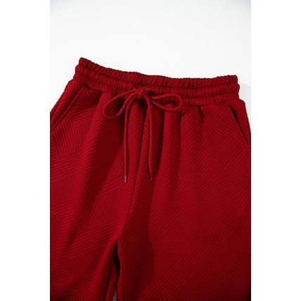 Red Dahlia Textured Loose Fit T Shirt and Drawstring Pants Set