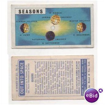 1958 ISSUED IN Brooke Bond Tea card Out Into space No 5 SEASONS