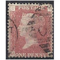 1858 SG43 1d Red Plate 149 Good Used Check Letters "MI".