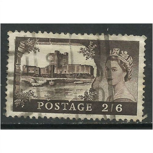 GB 1955 - 58 QE2 H/V 2/6d Brown Castle Wmk 165.(G420 )