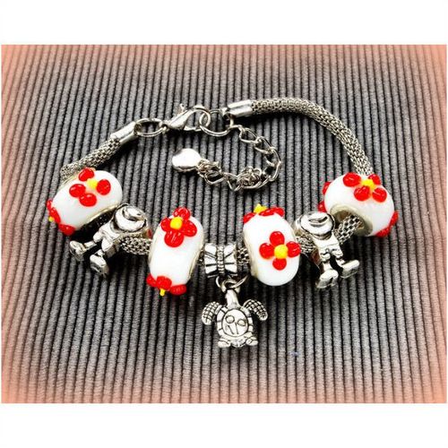 Turtle Animal Charm Silver Tone Bracelet Bangle European Beads Jewellery 1945