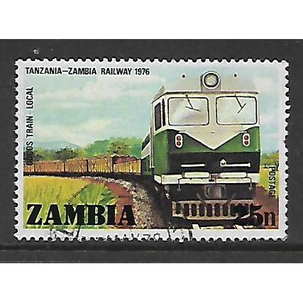 ZAMBIA 1976 OPENING OF TANZANIA ZAMBIA RAILWAY 25N GOODS TRAIN SG 256 FINE USED