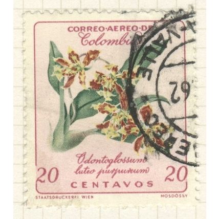 Colombia 1960 (Air) - 20cvs multi - Odontoglossum luteo purpureum - used