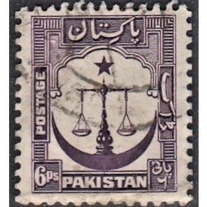 PAKISTAN, 1948 6p Scales p12.5, SG 25 (Scott #25a), used