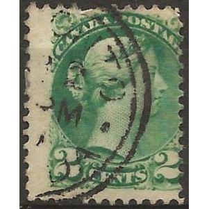 Canada 1873 SG94 2c Deep Green Fine Used .