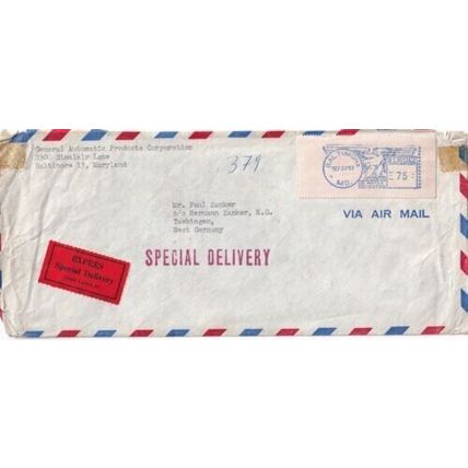 United States 1959 Baltimore MD-Tuebingen Air Mail Cover Baltimore meter cancel