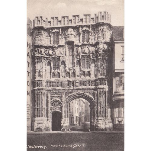 Vintage B&W Postcard - Christ Church Gate Canterbury Cathedral