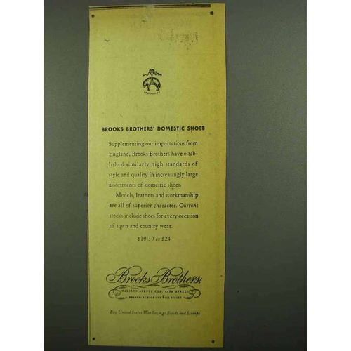 1942 Brooks Brothers Clothing Ad - Domestic Shoes
