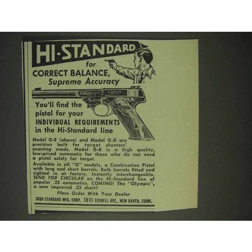 1950 Hi-Standard Model G-E Pistol Ad - Correct Balance