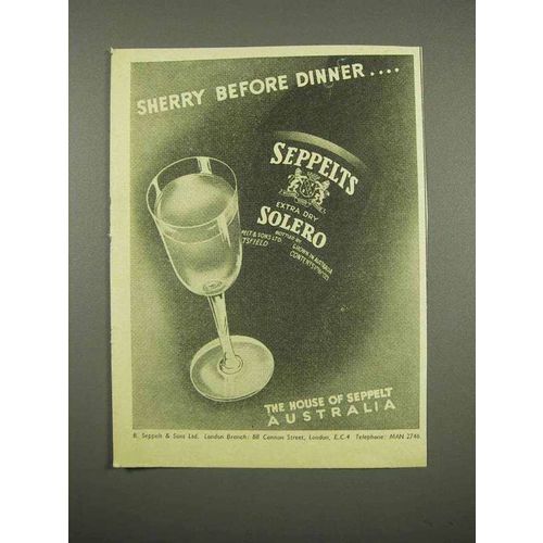 1957 Seppelts Solero Sherry Ad - Before Dinner