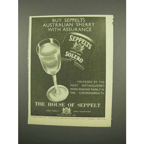 1957 Seppelts Solero Sherry Ad - Buy with Assurance