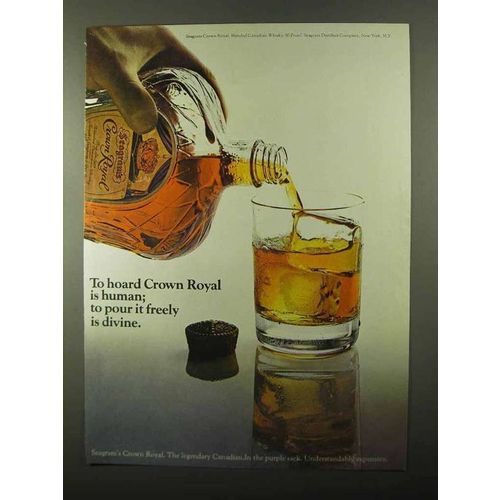 1971 Seagram's Crown Royal Whisky Ad - Pour is Divine