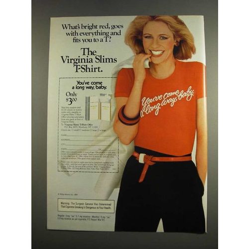 1984 Virginia Slims Cigarettes Ad - What's Bright Red