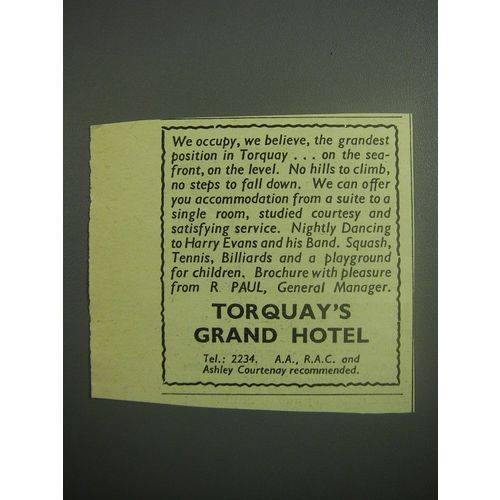 1948 Torquay's Grand Hotel Ad - We occupy, we believe, the grandest position