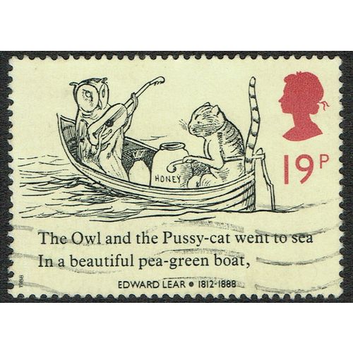 1988 Death Centenary Edward Lear 19p Black Pale Cream and Carmine SG1405 GU