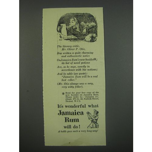 1949 Jamaica Rum Ad - The literary critic, Mr. Oliver P. Otis