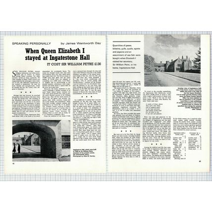 (5433) Ingatestone Hall Essex Sir William Petre - 1970 Article