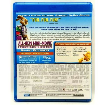 Hop (Blu-ray/DVD, 2011) Mini Movie Bunny Rabbit Chicks Easter Animation (L19)