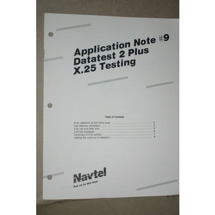 NAVTEL Datatest 2 Pllus X.25 Tezsting Applications Note #9