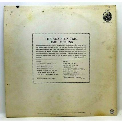 The Kingston Trio -Time to Think 1964 LP Vinyl Record Album (P7)