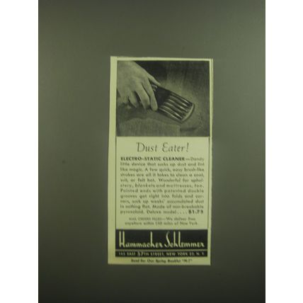 1946 Hammacher Schlemmer Electro-Static Cleaner Ad - Dust Eater