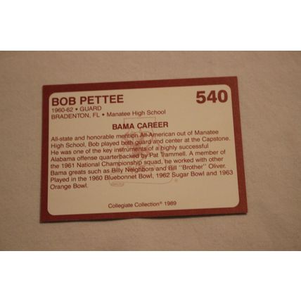 Bob Pettee 1989 Collegiate Collection Alabama's Finest NO. 540