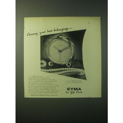 1948 Cyma Clock Ad - Among your best belongings