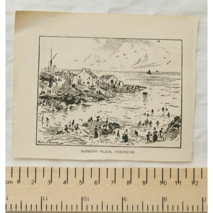 Vintage engraving - Bathing Place, Portrush