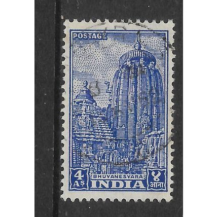 INDIA 1950 4a BRIGHT BLUE BHUVANESVARA SG 333c FINE USED#