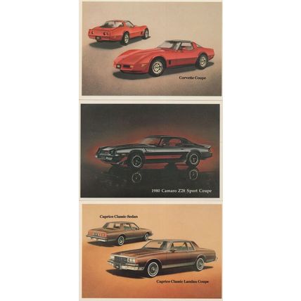 Corvette Coupe Camaro Caprice Classic Car 3x Postcard s