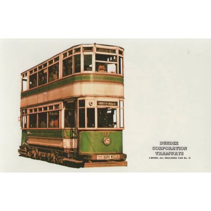 Dundee Corporation Tramways 6 Wheel Old Car Tram Bus Postcard