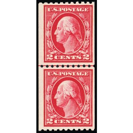 442, Mint 2¢ F/VF NH Coil Line Pair CV $130.00 - Stuart Katz