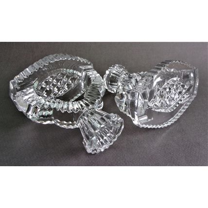 Art Deco Clear Glass Candle-Holders - Pair.