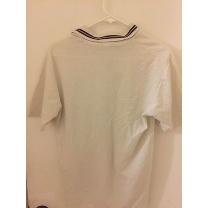 Preowned Penguin Club Men's Striped Medium White Polo