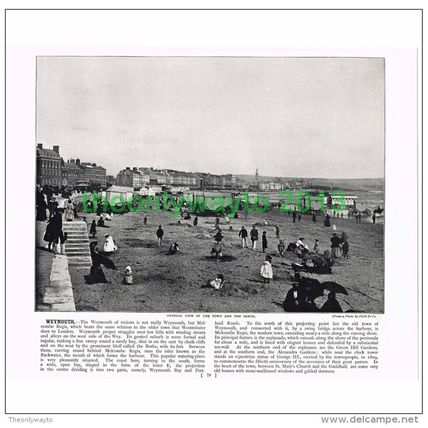 WEYMOUTH, TOWN AND BEACH, DORSET, ENGLAND, Book Illustration, c1895
