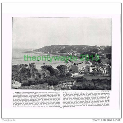 MUMBLES, TOWN AND BAY, GLAMORGAN, WALES, Book Illustration, c1895