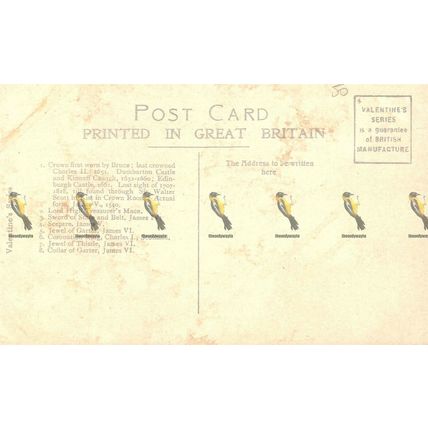 Regalia Of Scotland, Edinburgh Castle, Valentines Series Postcard