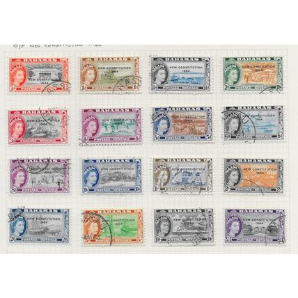 BAHAMAS 1964 QE2 NEW CONSTITUTION SELF GOVERNMENT SET USED SG228/243 228 243 SG