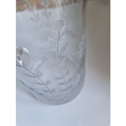 VINTAGE DAISY CUT GLASS JUG AND 6 GLASSES