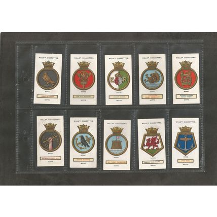 Original Vintage Cigarette Cards Full Set of 50 Naval Ships Badges 1923