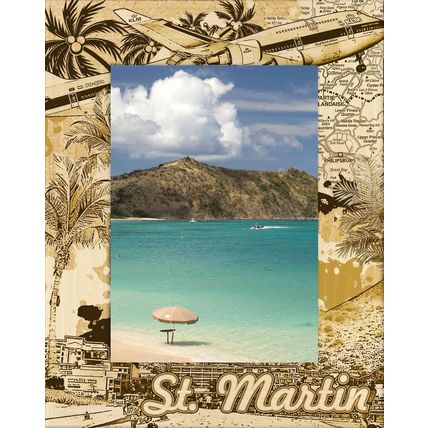 St. Martin Laser Engraved Wood Picture Frame Portrait (3 x 5)