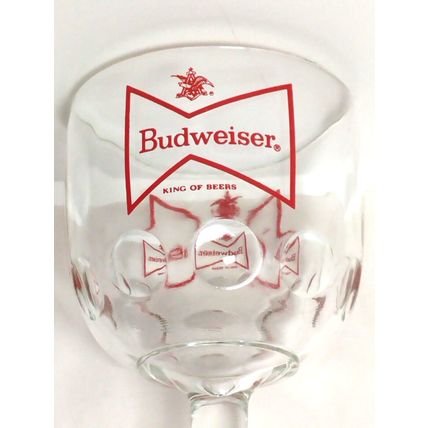 Vintage Budweiser King Of Beers Thumbprint Gobles Clear Glass With Logo