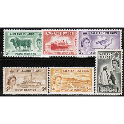 1955 Falkland Islands - Sc# 122-127 Elizabeth definitives set of 6 - Mint LH