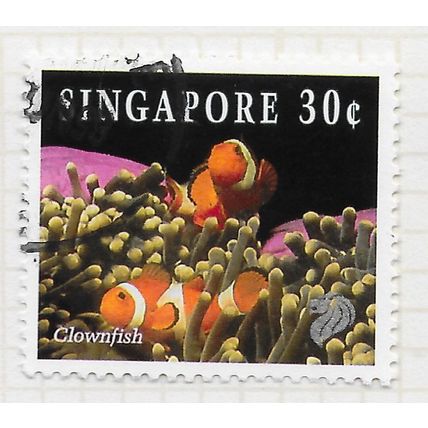 SINGAPORE 1994 LIFE IN CORAL REEF CLOWN FISH 30c USED