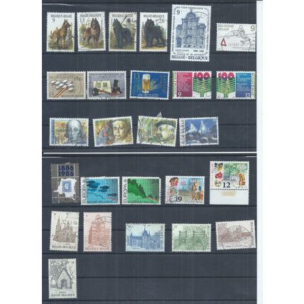 Belgium stamps. 1986 used lot. The 24c Europa is damaged. Belgian Dogs (AJ378)