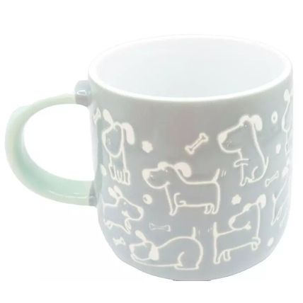Dog Mug Ceramic Green Handle 8.5 CM Microwave & Dishwasher Proof Gift Canine