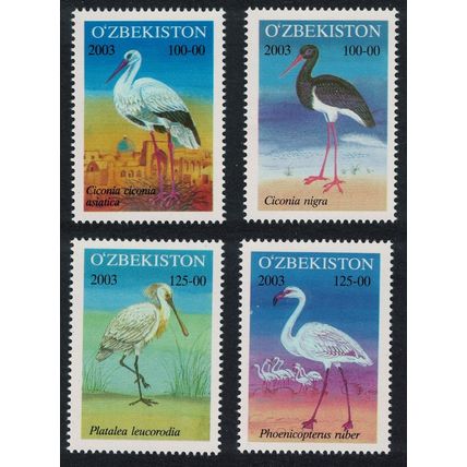 Uzbekistan Flamingo Stork Pelican Wading Birds 4v 2003 MNH SG#447-450