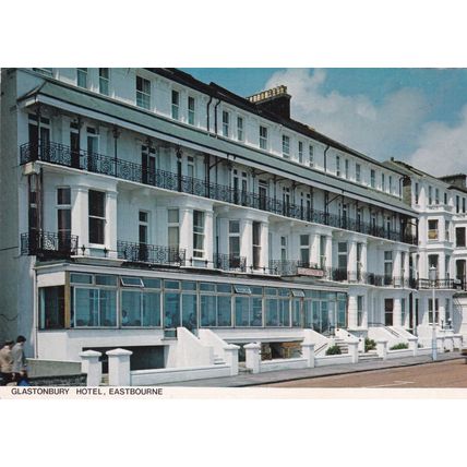 Eastbourne Glastonbury Hotel Sussex Postcard Posted 1990 crease