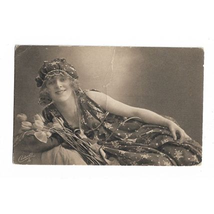 Sweet Lips And Tulips, Art Nouveau, Glamour, Tucks Carbonette 4962 RP Postcard.