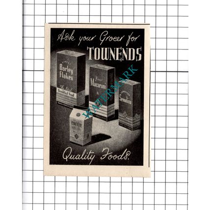 Townends Foods SMALL Advert - 1949 Clipping